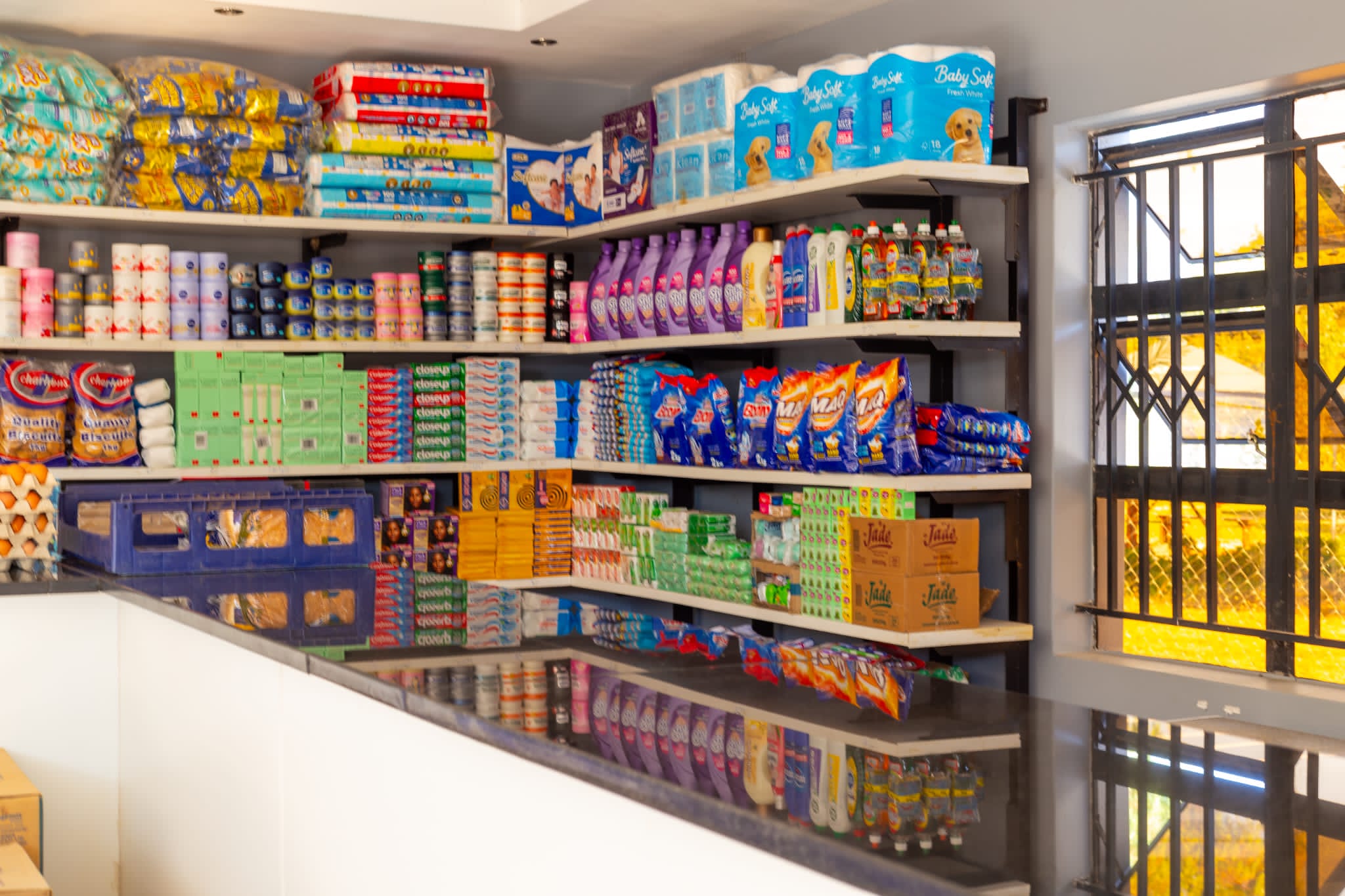 Home Mandizha Plaza grocery store shelves
